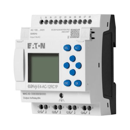 Eaton EasyE4 Series Control Relay, 264 V Supply, Relay Output, 4-Input, Analog Input [197508 EASY-E4-AC-12RC1P]; 235-4816