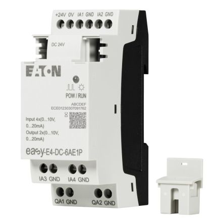 Eaton EasyE4 Series Control Relay, 0 V Supply, Relay Output, 4-Input, Analog Input [197516 EASY-E4-DC-6AE1P]; 235-4824