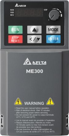 Delta Electronics Inverter Drive, 0.2 kW, 1 Phase, 230 V, 1.6 A, VFD-ME Series [VFD1A6ME21AFSAA]; 236-2534