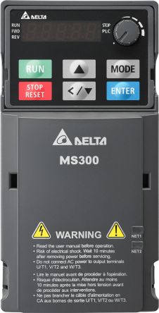 Delta Electronics Inverter Drive, 1.5 kW, 3 Phase, 460 V, 4.2 A, VFD-MS Series [VFD4A2MS43AFSAA]; 236-2544