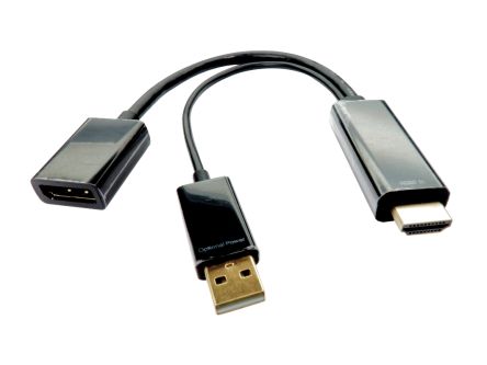 RS PRO Male HDMI to Female DisplayPort  Cable, 1080p, 150mm [0]; 236-9124