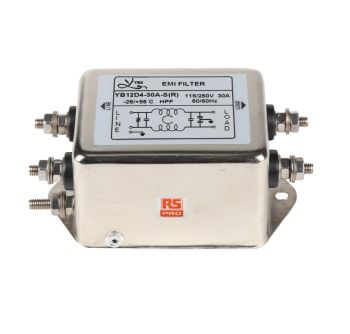 RS PRO 30A 115/250 V ac 50/60Hz, Chassis Mount Power Line Filter, Stud, Single Phase [0]; 237-8690