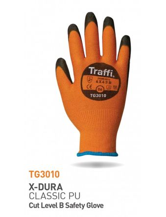 Traffi Black, Orange Elastane, HPPE, Polyamide Abrasion Resistant, Breathable, Cut Resistant, Dry Environment, General [TG3010 : A-TG3010-AM-9]; 238-2445