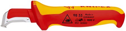 Knipex Stripping Knives with guide shoe insulating multi-component handle, VDE/1000V, 180 mm Overall, 38 mm Blade, [98 55]; 238-6992