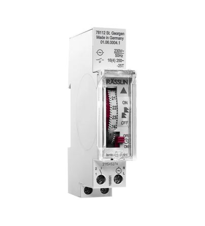 Grasslin Analogue DIN Rail Time Switch 230 V ac, 1-Channel [01.06.0004.1]; 238-8823