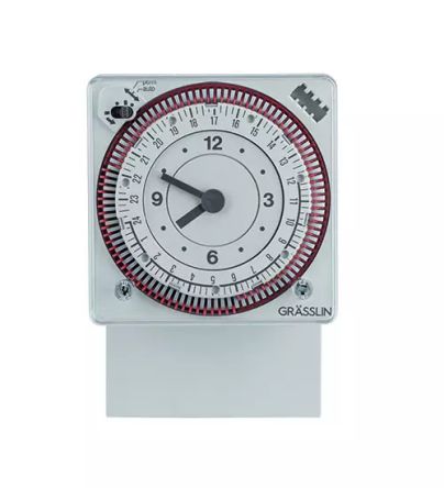 Grasslin Analogue DIN Rail Time Switch 230 V ac, 1-Channel [01.80.0001.1]; 238-8826