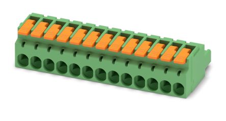 Phoenix Contact, 5.08mm Pitch, 13 Way, , Pluggable Terminal Block, Plug, Cable Mount, Push-In Termination, 1110596 [1110596]; 240-2995