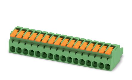 Phoenix Contact, 5.08mm Pitch, 16 Way, , Pluggable Terminal Block, Plug, Cable Mount, Push-In Termination, 1110600 [1110600]; 240-2999
