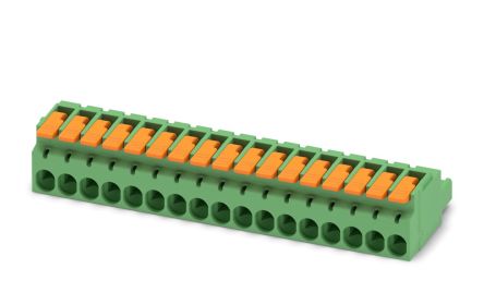 Phoenix Contact, 5.08mm Pitch, 17 Way, , Pluggable Terminal Block, Plug, Cable Mount, Push-In Termination, 1110601 [1110601]; 240-3000
