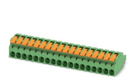 Phoenix Contact, 5.08mm Pitch, 18 Way, , Pluggable Terminal Block, Plug, Cable Mount, Push-In Termination, 1110602 [1110602]; 240-3001