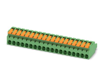 Phoenix Contact, 5.08mm Pitch, 19 Way, , Pluggable Terminal Block, Plug, Cable Mount, Push-In Termination, 1110604 [1110604]; 240-3002