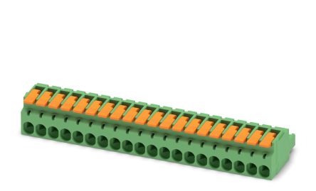 Phoenix Contact, 5.08mm Pitch, 20 Way, , Pluggable Terminal Block, Plug, Cable Mount, Push-In Termination, 1110606 [1110606]; 240-3003
