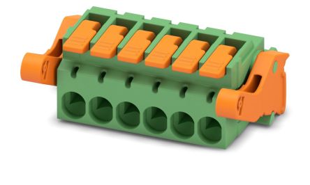 Phoenix Contact, 5.08mm Pitch, 6 Way, , Pluggable Terminal Block, Plug, Cable Mount, Push-In Termination, 1110611 [1110611]; 240-3009