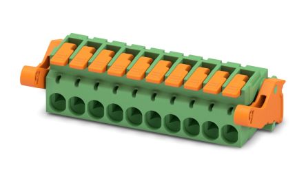 Phoenix Contact, 5.08mm Pitch, 10 Way, , Pluggable Terminal Block, Plug, Cable Mount, Push-In Termination, 1110615 [1110615]; 240-3014