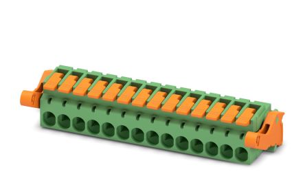 Phoenix Contact, 5.08mm Pitch, 14 Way, , Pluggable Terminal Block, Plug, Cable Mount, Push-In Termination, 1110620 [1110620]; 240-3018