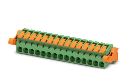 Phoenix Contact, 5.08mm Pitch, 15 Way, , Pluggable Terminal Block, Plug, Cable Mount, Push-In Termination, 1110621 [1110621]; 240-3019
