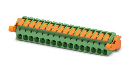 Phoenix Contact, 5.08mm Pitch, 16 Way, , Pluggable Terminal Block, Plug, Cable Mount, Push-In Termination, 1110622 [1110622]; 240-3020