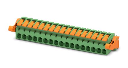 Phoenix Contact, 5.08mm Pitch, 17 Way, , Pluggable Terminal Block, Plug, Cable Mount, Push-In Termination, 1110623 [1110623]; 240-3021