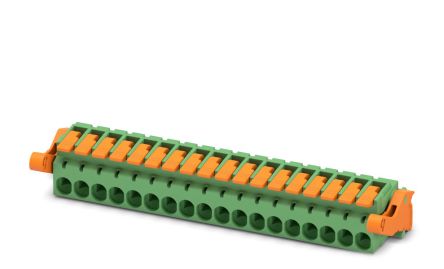 Phoenix Contact, 5.08mm Pitch, 18 Way, , Pluggable Terminal Block, Plug, Cable Mount, Push-In Termination, 1110624 [1110624]; 240-3022