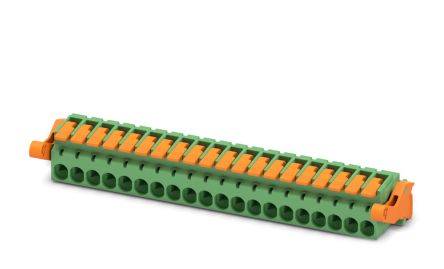 Phoenix Contact, 5.08mm Pitch, 20 Way, , Pluggable Terminal Block, Plug, Cable Mount, Push-In Termination, 1110626 [1110626]; 240-3024