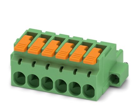 Phoenix Contact, 5.08mm Pitch, 6 Way, , Pluggable Terminal Block, Plug, Cable Mount, Push-In Termination, 1110633 [1110633]; 240-3030