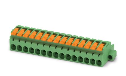Phoenix Contact, 5.08mm Pitch, 15 Way, , Pluggable Terminal Block, Plug, Cable Mount, Push-In Termination, 1110643 [1110643]; 240-3040