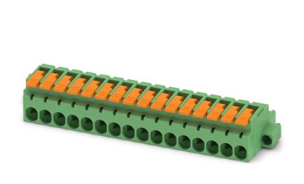 Phoenix Contact, 5.08mm Pitch, 16 Way, , Pluggable Terminal Block, Plug, Cable Mount, Push-In Termination, 1110644 [1110644]; 240-3042