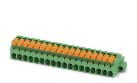 Phoenix Contact, 5.08mm Pitch, 18 Way, , Pluggable Terminal Block, Plug, Cable Mount, Push-In Termination, 1110647 [1110647]; 240-3044