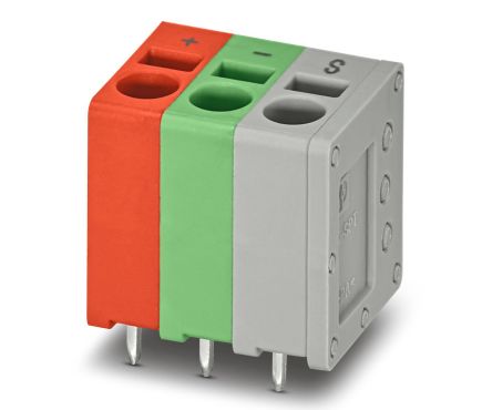 Phoenix Contact PCB Terminal Block, 3-Contact, 5mm Pitch, Through Hole Mount, 3-Row [1161105]; 240-3069