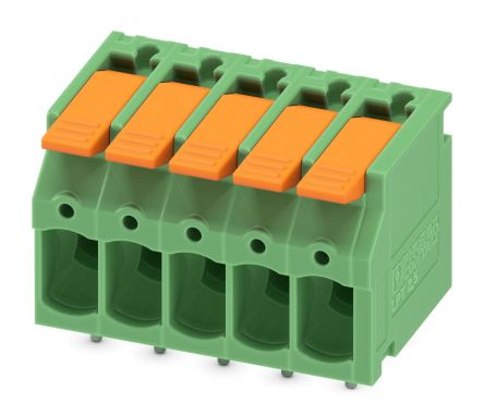 Phoenix Contact PCB Terminal Block, 5-Contact, 5mm Pitch, Through Hole Mount, 1-Row [1190300]; 240-3089
