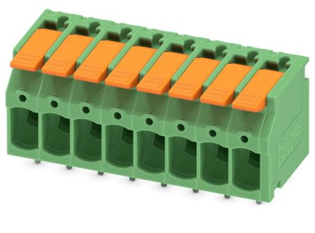 Phoenix Contact PCB Terminal Block, 8-Contact, 5mm Pitch, Through Hole Mount, 1-Row [1190304]; 240-3092