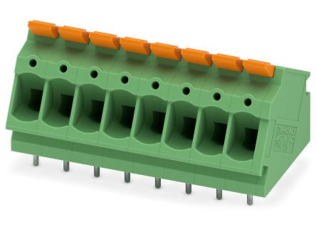 Phoenix Contact PCB Terminal Block, 8-Contact, 5mm Pitch, Through Hole Mount, 1-Row [1190370]; 240-3104