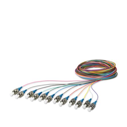 Phoenix Contact ST x 12 to Unterminated Single Mode Fibre Optic Cable, 9/125μm, 2.5m [1208119]; 240-3166