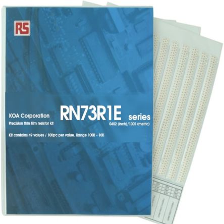 KOA, RN73R Thin Film, SMT 49 Resistor Kit, with 4900 pieces, 100Ω → 10kΩ [RN73R1ET-KIT1]; 241-0641