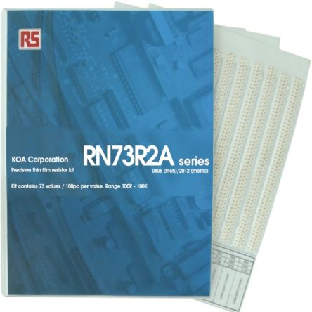 KOA, RN73R Thin Film, SMT 73 Resistor Kit, with 7300 pieces, 100Ω → 100kΩ [RN73R2AT-KIT1]; 241-0643