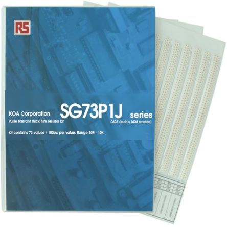 KOA, SG73P Thick Film, SMT 73 Resistor Kit, with 7300 pieces, 10Ω → 10kΩ [SG73P1JT-KIT1]; 241-0646