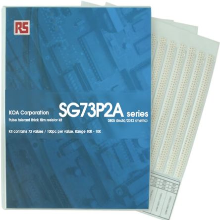 KOA, SG73P Thick Film, SMT 73 Resistor Kit, with 7300 pieces, 10 Ω → 10kΩ [SG73P2AT-KIT1]; 241-0647