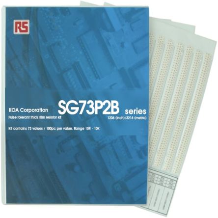KOA, SG73P Thick Film, SMT 73 Resistor Kit, with 7300 pieces, 10Ω → 10kΩ [SG73P2BT-KIT1]; 241-0648