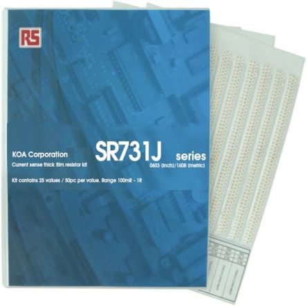 KOA, SR73 Thick Film, SMT 25 Resistor Kit, with 1250 pieces, 100 mΩ [SR731J-KIT1]; 241-0650