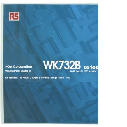 KOA, WK73 Thick Film, SMT 145 Resistor Kit, with 14500 pieces, 10 → 24mΩ(5%), 27mΩ → 9R1(1%), 10Ω [WK732BT-KIT1]; 241-0654