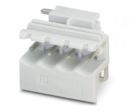Phoenix Contact, 5mm Pitch, 5/ 4-G1L KMGY, MSTBO 2, 4 Way, Right Angle, Pluggable Terminal Block, Header, 2907774 [2907774]; 241-6108