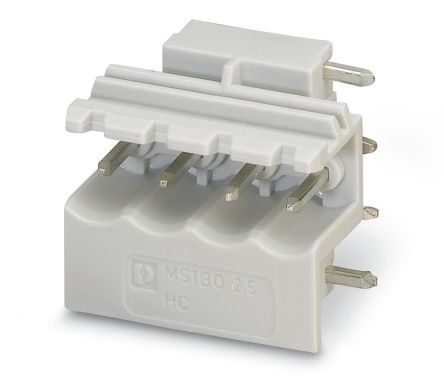 Phoenix Contact Right Angle Wave Soldering Mount Pluggable Terminal Block, 4 Contact(s), 5 mm Pitch, 1 Row(s), [2907787]; 241-6109