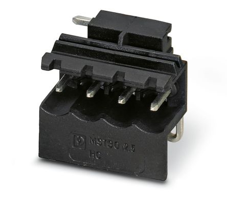 Phoenix Contact Right Angle Wave Soldering Mount Pluggable Terminal Block, 1 Contact(s), 5 mm Pitch, 4 Row(s), [2909002]; 241-6115