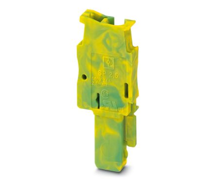 Phoenix Contact 5/ 1-L GNYE, SP 2 Series Plug In Block, 1-Contact, 5.2mm Pitch, Through Hole Mount, 1-Row [3043035]; 241-6163
