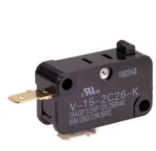 Omron Plunger Microswitch, PCB Terminal, 15A at 250Vac VA, 600mA at 125Vdc VA, SPST, IP40 [V-15-2C26-K]; 243-6613