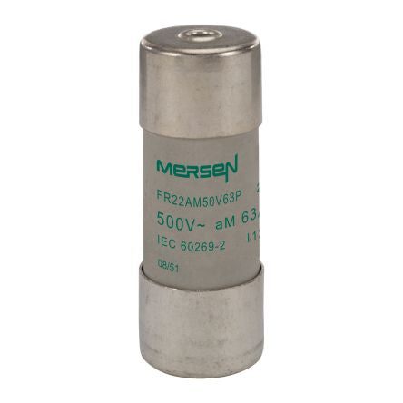 Mersen 63A Slow-Blow Ceramic Cartridge Fuse, 22.2 x 58mm [B217696]; 247-2697