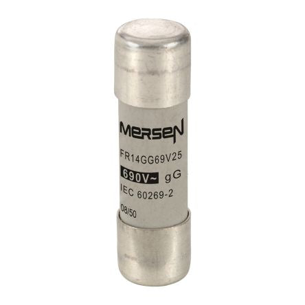 Mersen 25A Slow-Blow Ceramic Cartridge Fuse, 14 x 51mm [C213603]; 247-2711