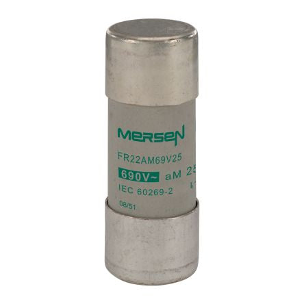 Mersen 25A Slow-Blow Ceramic Cartridge Fuse, 22.2 x 58mm [J212597]; 247-2797