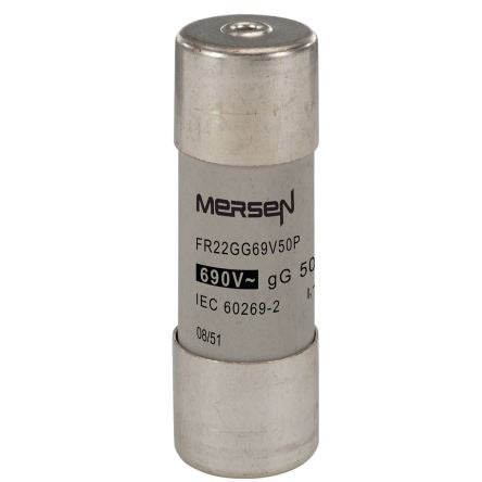 Mersen 50A Slow-Blow Ceramic Cartridge Fuse, 22.2 x 58mm [M213612]; 247-2832