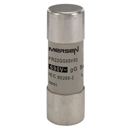 Mersen 50A Slow-Blow Ceramic Cartridge Fuse, 22.2 x 58mm [P214626]; 247-2857